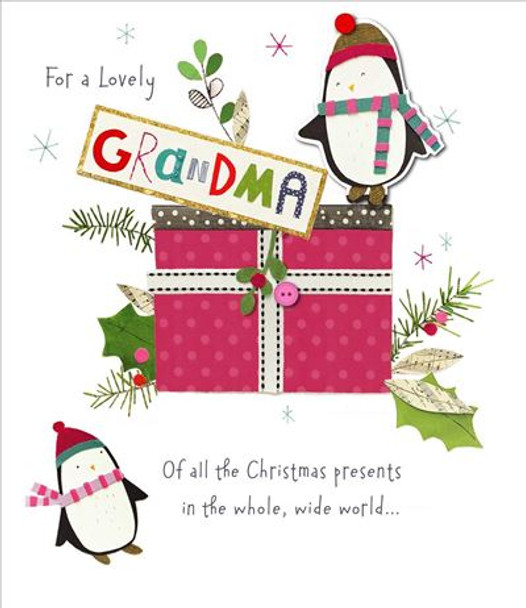 For A Lovely Grandma Gift Box Design Hand Finished Christmas Card