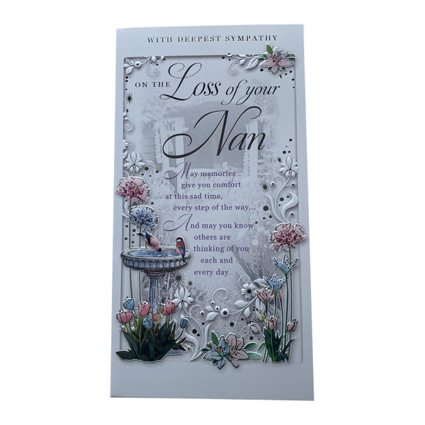 Loss of Nan Birdbath Fountain Design Sympathy Opacity Card