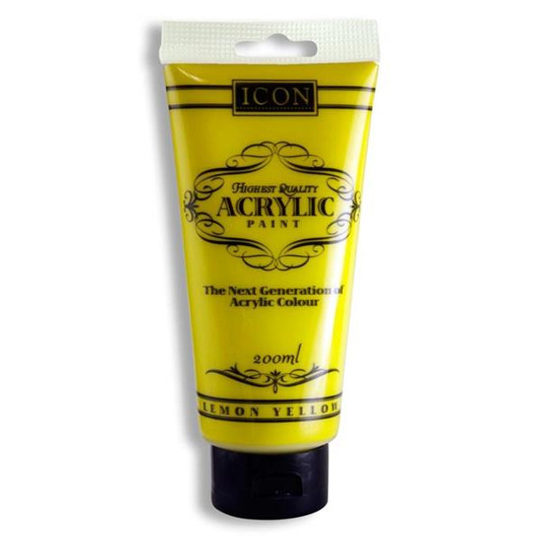 Lemon Yellow Acrylic Paint 200ml by Icon Art