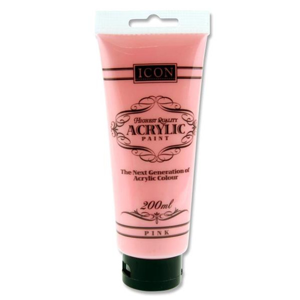 Pink Acrylic Paint 200ml by Icon Art