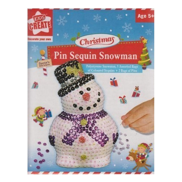 Kids Create - Make Your Own Pin Sequin Snowman Christmas Decoration Age 5+