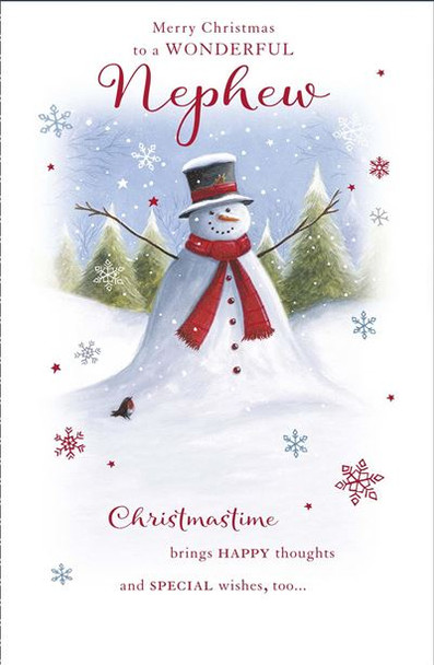 Christmas Card for Nephew Traditional Snowman Design