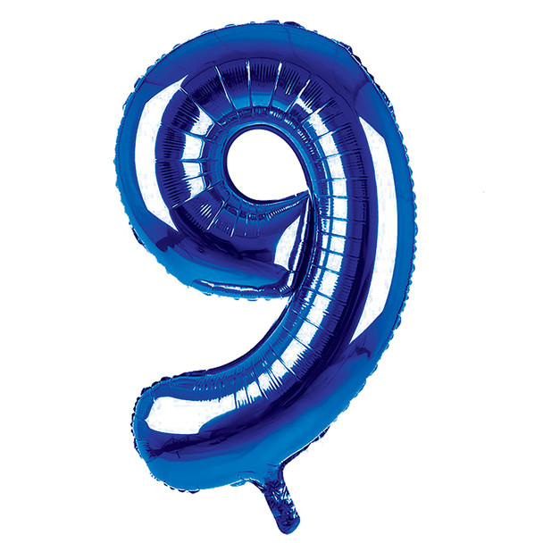 Giant Foil Helium Dark Blue 9 Number Balloon