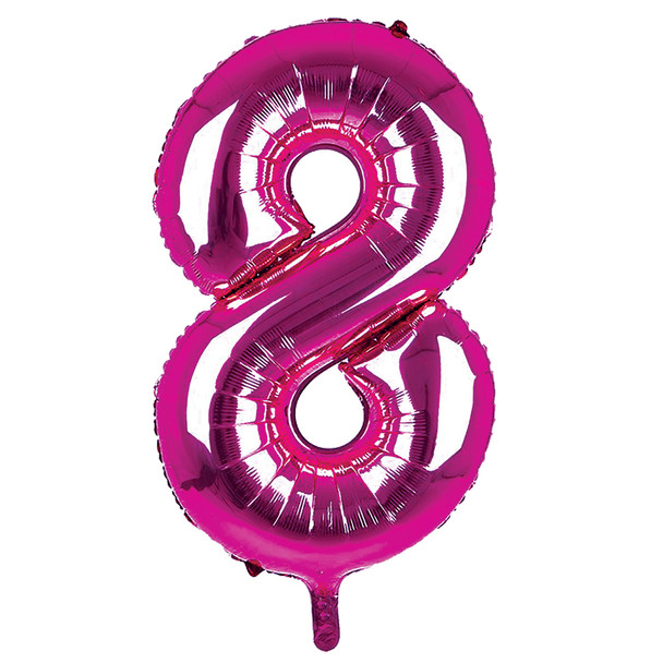 Giant Foil Dark Pink 8 Number Balloon