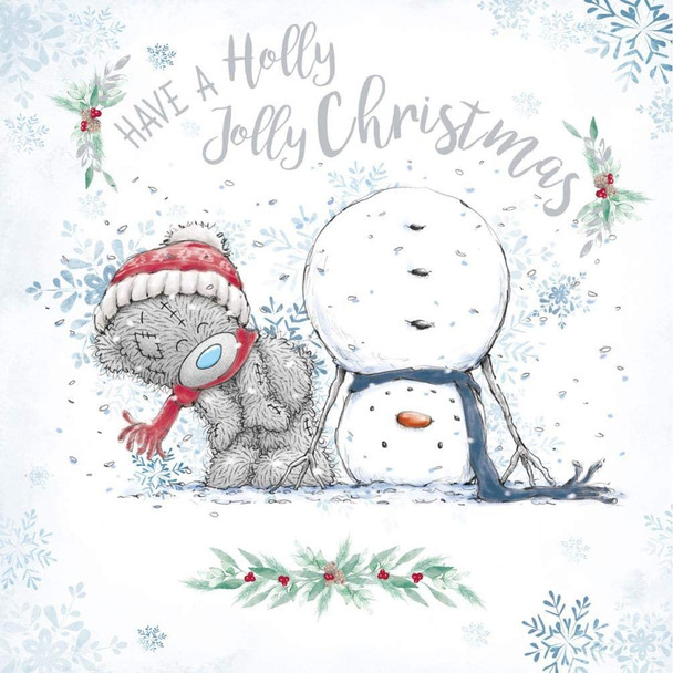 Tatty Teddy With Snowman Design Holly Jolly Christmas Card