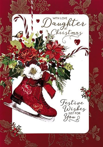 Christmas Iceskate Daughter Handmade Nice Verse Xmas Card