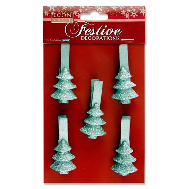 Pack of 5 Silver Christmas Tree Peg by Icon Craft