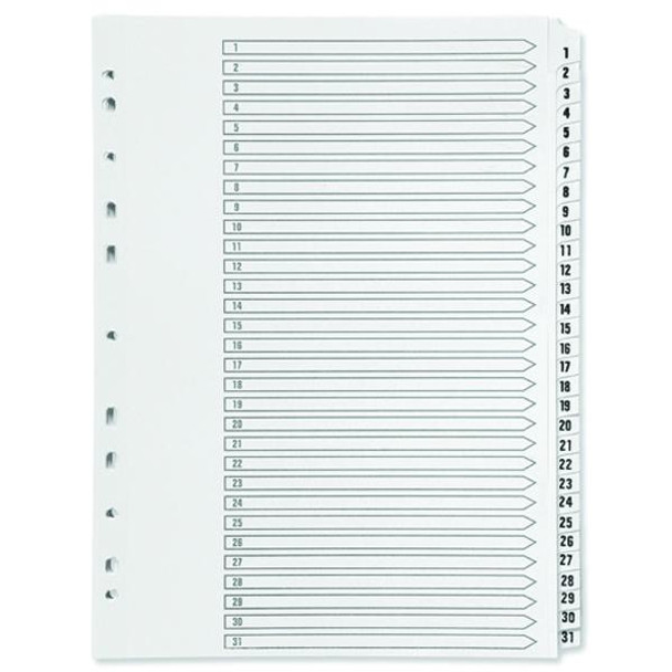 A4 White Plastic 31 Part Tabbed File Index Dividers For Ring Binders / Lever Arch