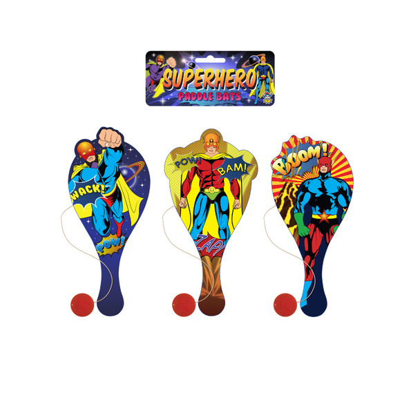 Superhero Wooden Paddle Bat and Ball Game