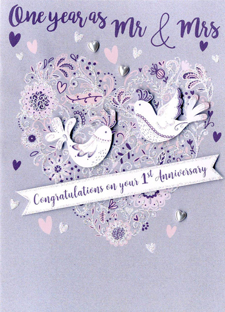 Congratulations On Your 1st Anniversary Greeting Card Second Nature Just To Say Cards