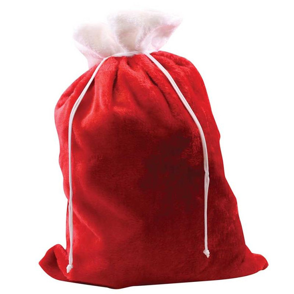 Plain Plush Large Christmas Sack With White Trim