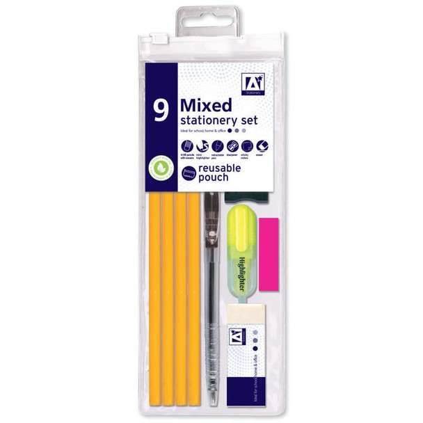 Pack of 9 Pieces Mixed Stationery Set