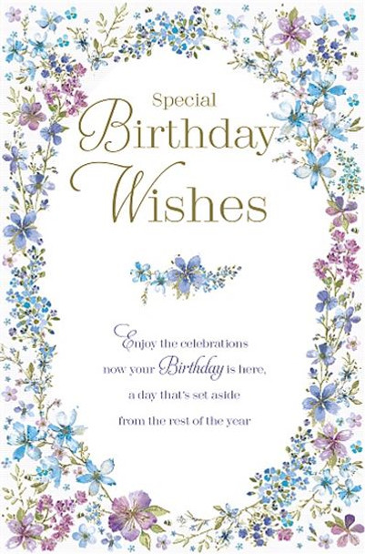 Blue Floral Special Birthday Wishes Card