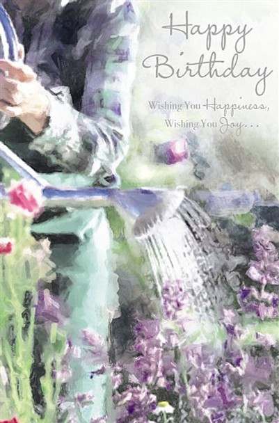 Lady Watering Plants Birthday Card