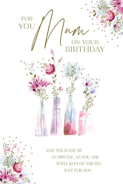 Mum Birthday Card Flowers In Vases 