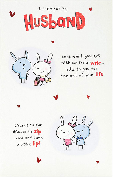 Bunny Valentine's Day Card for Husband with Poem