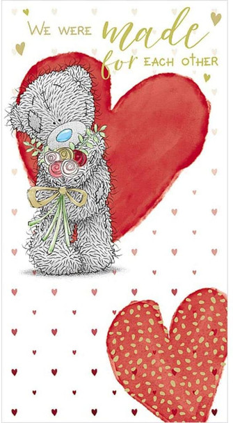 Tatty Teddy Bear Holding Flowers Valentine's Day Card