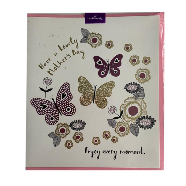 Lovely Gold Pink Butterflies Mother's Day Card 