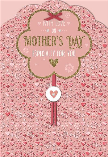 Open Mother's Day Card Pink 3D Flower and Bow