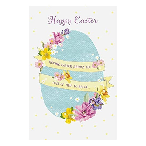 Time To Relax Floral Design Egg Easter Card