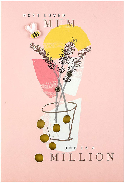 Mum Mother's Day Card Floral with Bee Attachment