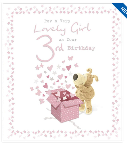 Age 3 Boofle Birthday Card for a Lovely Girl on Your 3rd Birthday