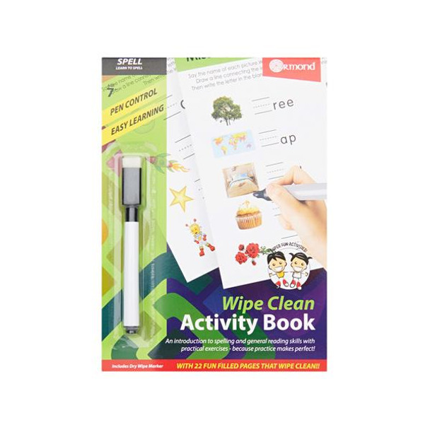 A5 22 Pages Wipe Clean Activity Spell Book With Pen by Ormond