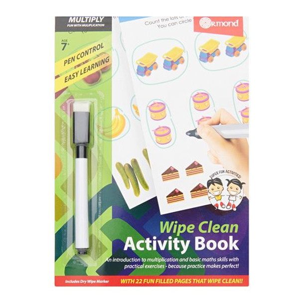 A5 22 Pages Wipe Clean Activity Multiply Book With Pen by Ormond