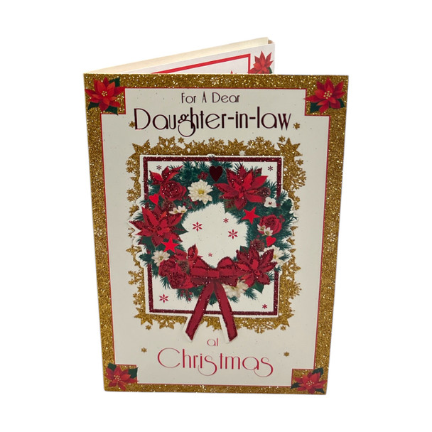 For a Dear Daughter In Law Poinsettia Wreath Design Christmas Card For a Dear Daughter In Law Poinsettia Wreath Design Christmas Card