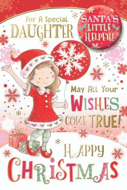 For a Special Daughter Santa's Little Helper Christmas Card