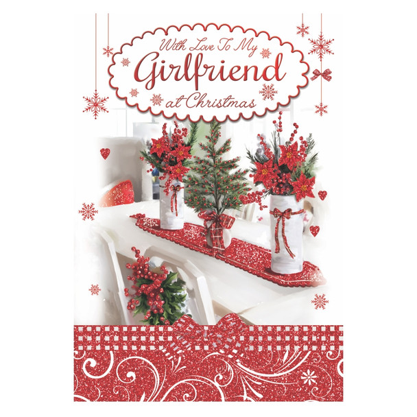 With Love to My Girlfriend Floral Design Christmas Card