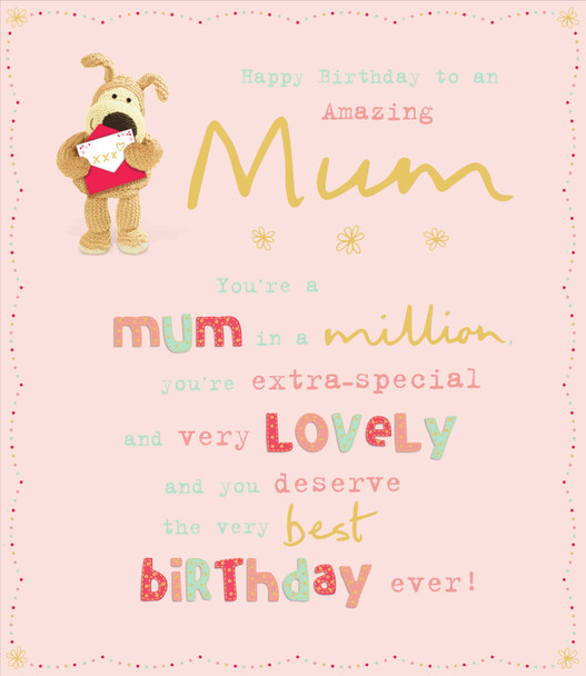 Mum Birthday Card Boofle Holding An Envelope And Card Large