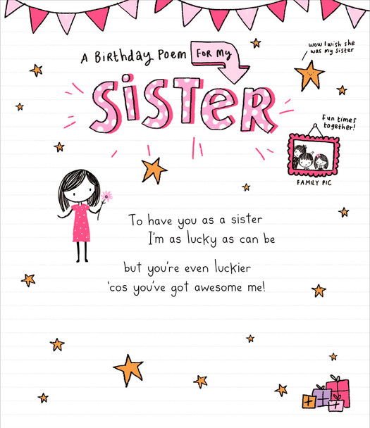 Sister Birthday Card Poem Humour