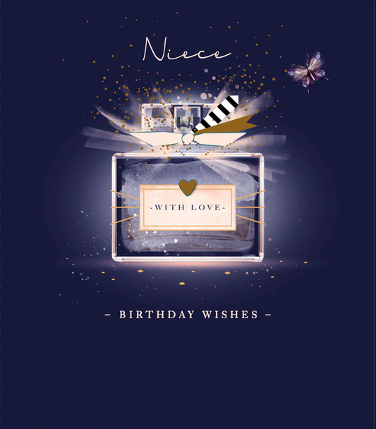 Niece Birthday Card Perfume Bottle With Luxury Bow And Heart