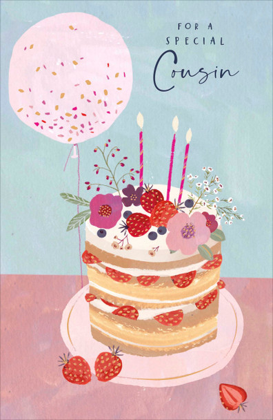 Cousin Birthday Card Cake And Balloon