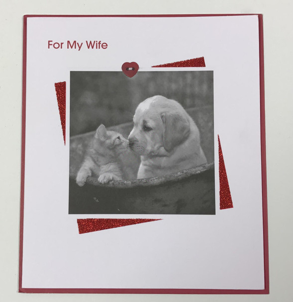 Kissing Kitten and Puppy Wife Valentine's Card
