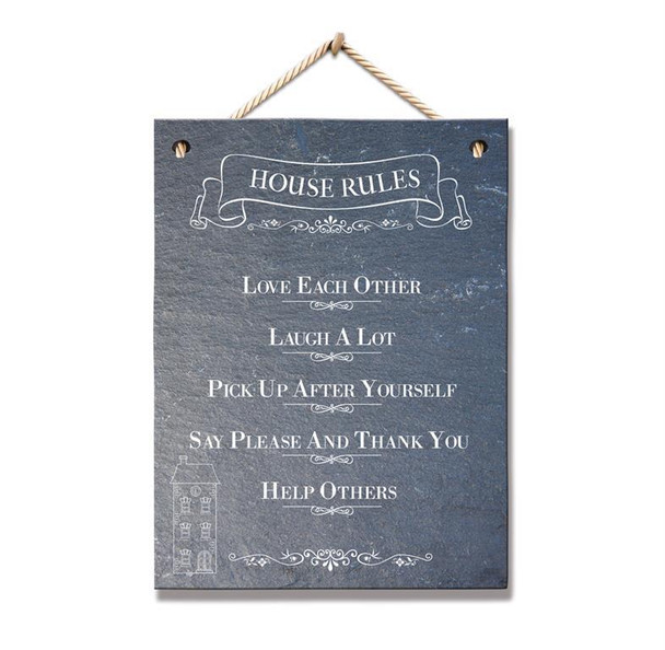 House Rules Design Slate Plaque