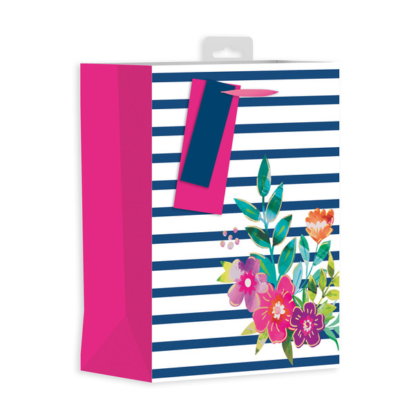 Floral Strip Design Female Medium Gift Bag