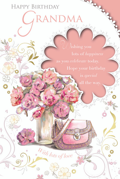Happy Birthday Grandma Flower Pot Design Celebrity Style Card