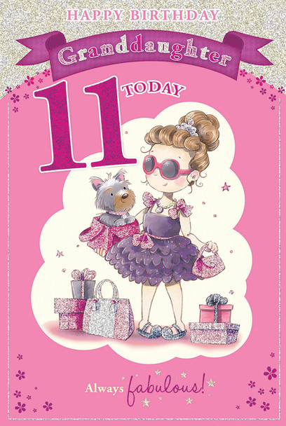 Today You're 11 Cute Little Girl At Shopping Design Granddaughter Candy Club Birthday Card