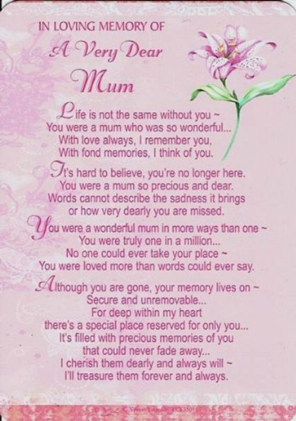 Mum Grave Card Bereavement/ Memoriam Memory Memorial Birthday Christmas
