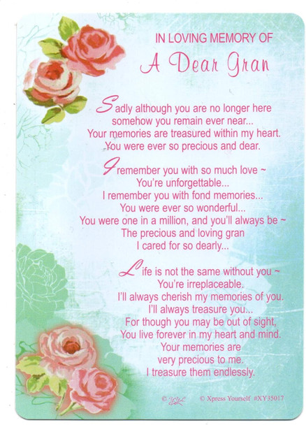 Grave Card In Loving Memory Of A Dear Gran