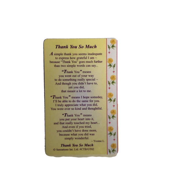 Thank You So much Wallet Card (Sentimental Keepsake Wallet / Purse Card)