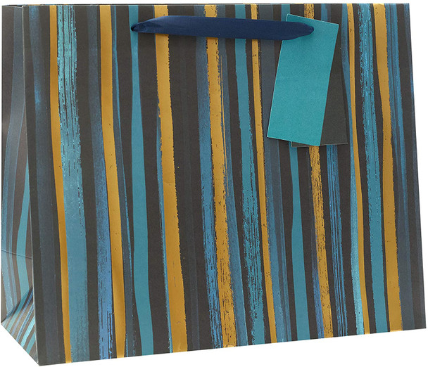 Pack of 6 Blue And Gold Stripe Large Size Gift Bags