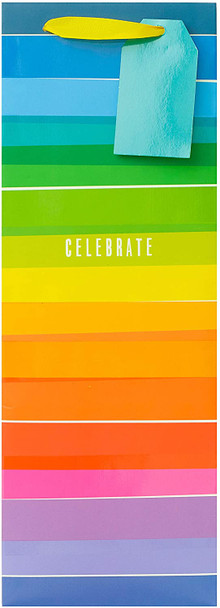 Pack of 6 Celebrate Rainbow Stripe Bottle Size Gift Bags Pack of 6 Celebrate Rainbow Stripe Bottle Size Gift Bags