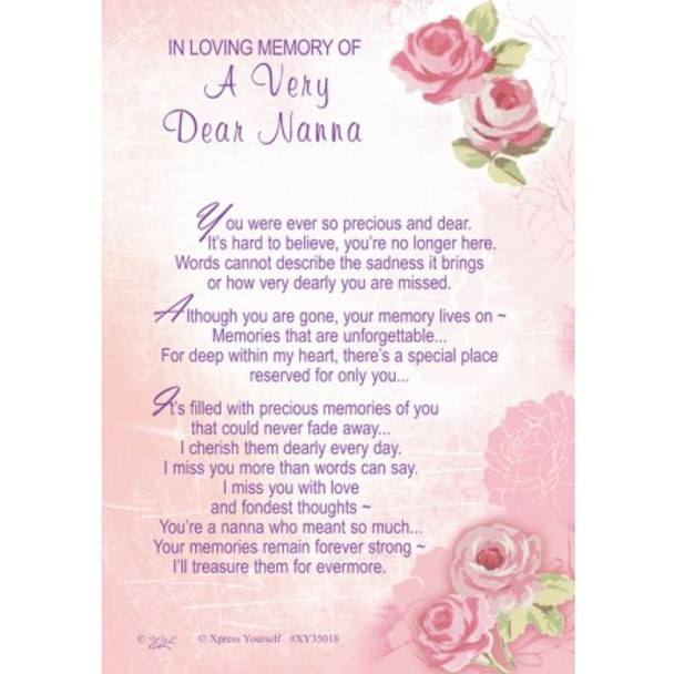 Nanna Graveside Wallet Card In Loving Memory Of Nanna