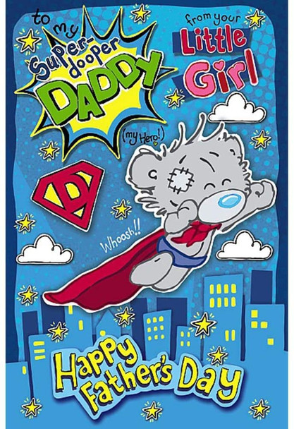 To My Super Dooper Daddy Father's Day Card From Little Girl