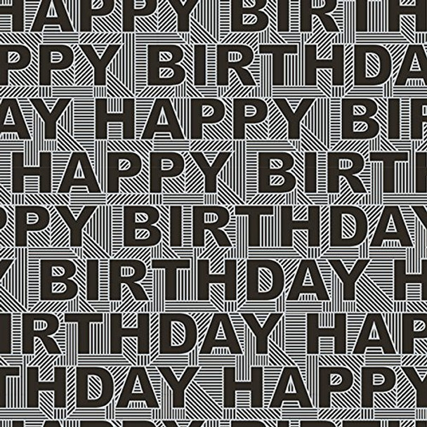 Black Happy Birthday Roll Wrap 2m x 70cm