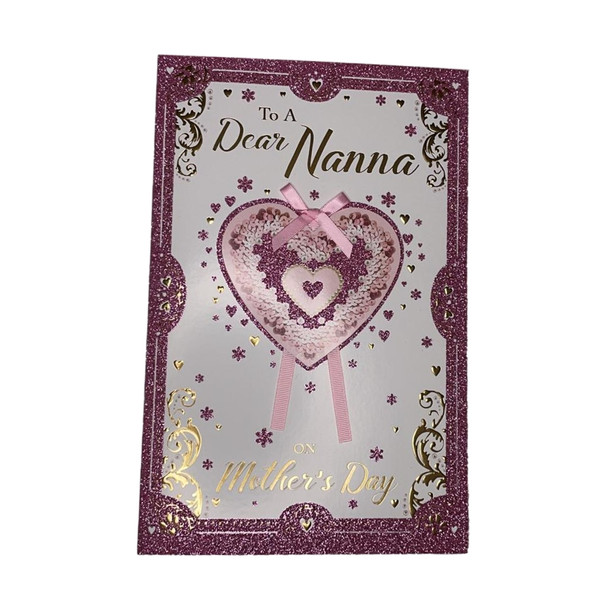 To A Dear Nanna Heart With Ribbon Design Mother's Day Card