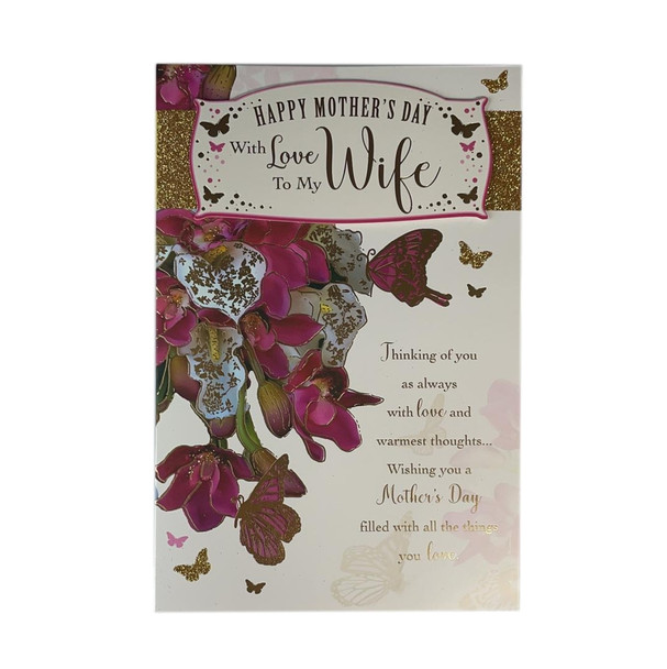 With Love to My Wife Flowers Design Mother's Day Card